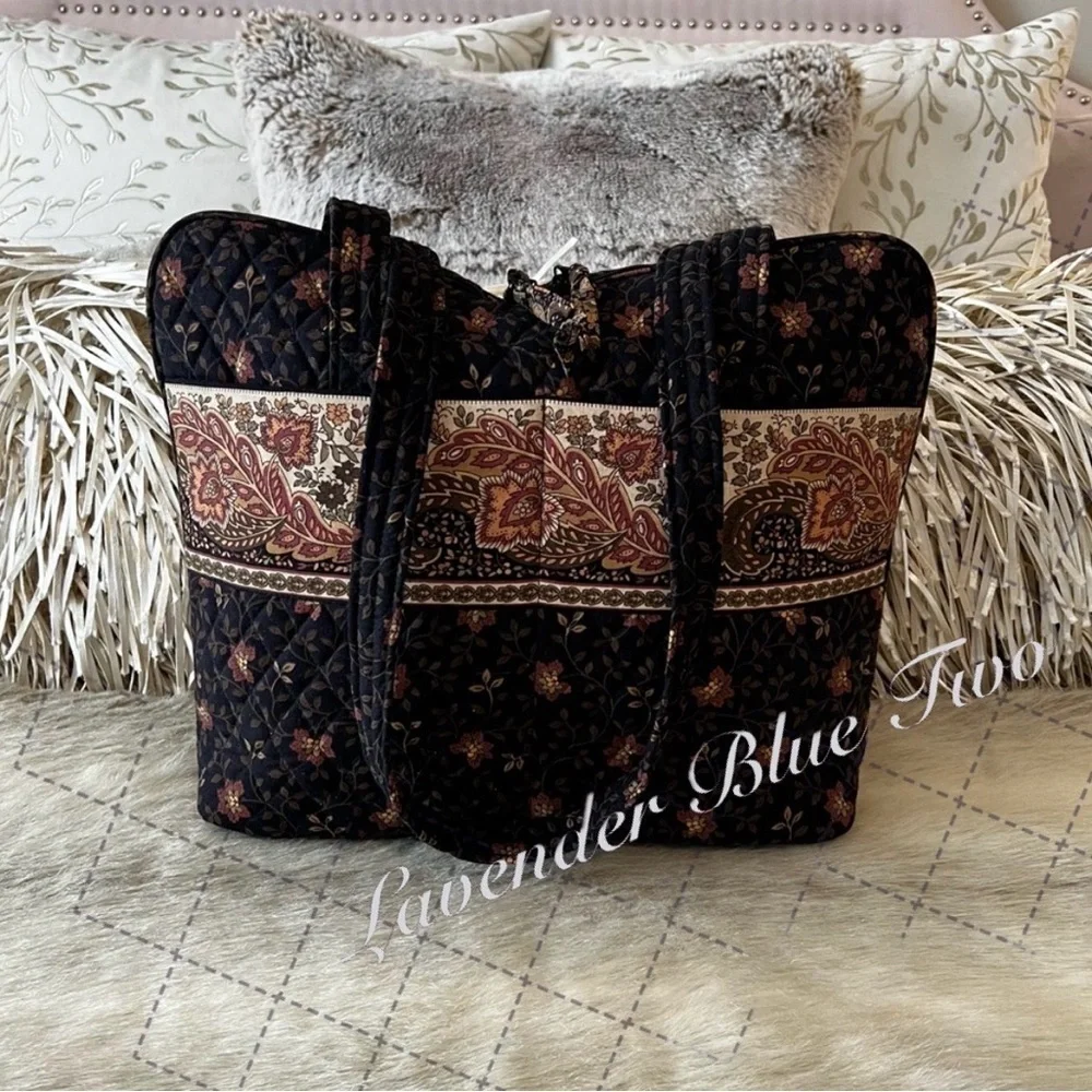 Vintage VERA BRADLEY Black Walnut 1999 Business Bag Tech Laptop Handled Case USA